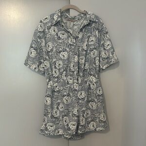 BCBG short sleeve floral romper